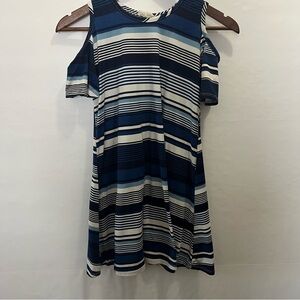 Btween Blue and White Striped Cold Shoulder Dress Kids (NO SIZE ON TAG)